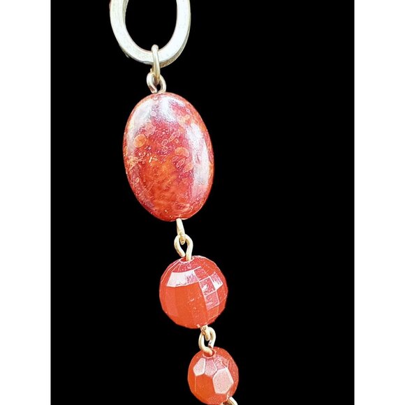 Necklace 25 Inch Long Jewelry Red Bead Adjust Lobster Clasp Statement Vintage - Picture 4 of 13